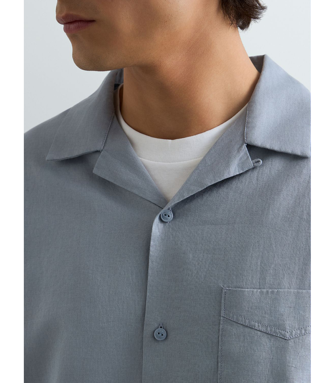 リネンコットンリラックスフィットシャツ 詳細画像 グレイッシュブルー 6